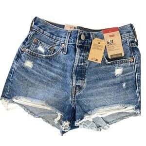 NWT Levi's Women's 501 Shorts Original Fargo Stop Size 24 Blue Jean 563270324